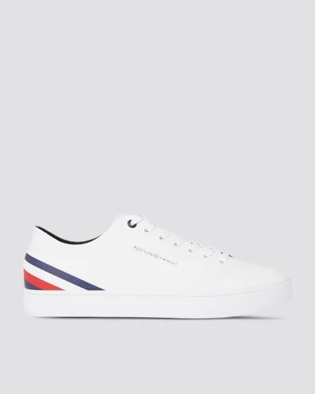 Tommy Hilfiger Tommy Hilfiger Mens Signature Tape Lace-Up Trainers White