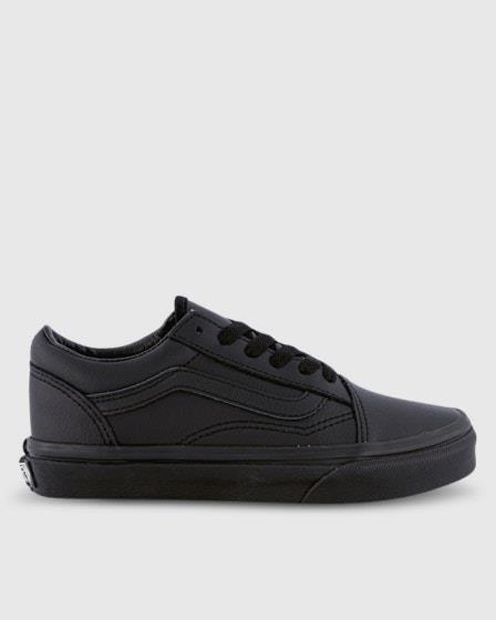 Vans Vans Kids Old Skool Black Leather (Leather) Black Mono