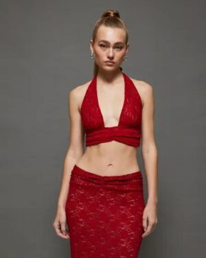 JGR & STN JGR & STN Fatale Halter Top Deep Red