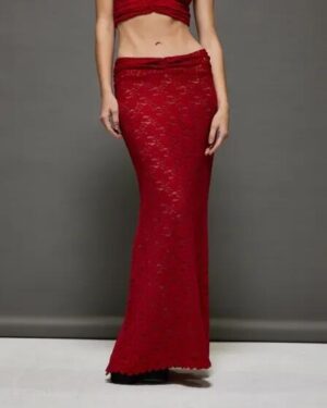 JGR & STN JGR & STN Fatale Maxi Skirt Deep Red