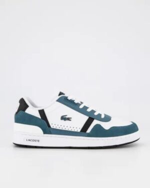 Lacoste Lacoste Mens T-Clip Leather Sneakers White Dark Green