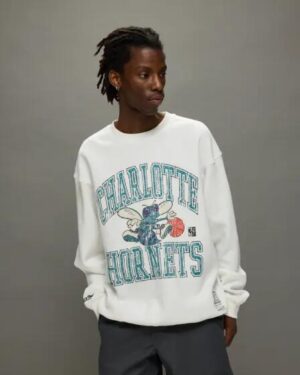 Mitchell & Ness Mitchell & Ness Hornets Crew Vintage White