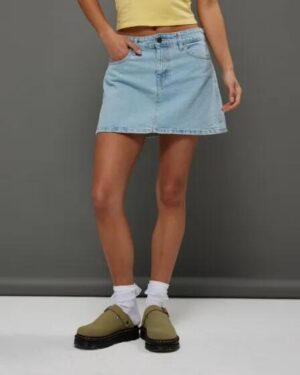 Motel Rocks Motel Rocks Mini A-Line Denim Skirt Blue Bleach