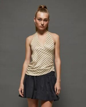 Motel Rocks Motel Rocks Fayez Slinky Top Slinky Diagonal Stripe Yellow