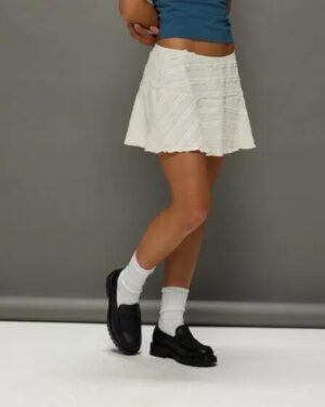 Motel Rocks Motel Rocks Ragna Skirt Crinkle Ivory