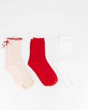 Platypus Socks Platypus Socks Platypus Pink Bow Frill Socks Multi 3PK Pink Red Whte