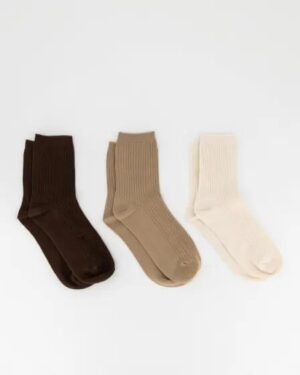 Platypus Socks Platypus Socks Platypus Rib Socks 3PK Chocolate Black Tan