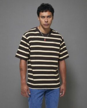 Rolla's Rolla's Stripe Tee Brown