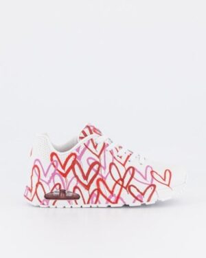 Skechers Skechers Womens Skechers x JGoldcrown: Uno - Spread the Love White Red Pink