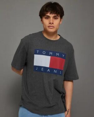 Tommy Hilfiger Tommy Hilfiger Tommy Flag Badge Oversized Tee New Charcoal Melange