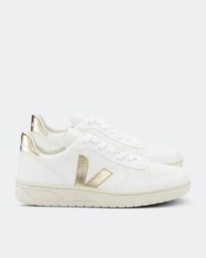 VEJA VEJA Womens V-10 Leather Platine Extra-White Platine